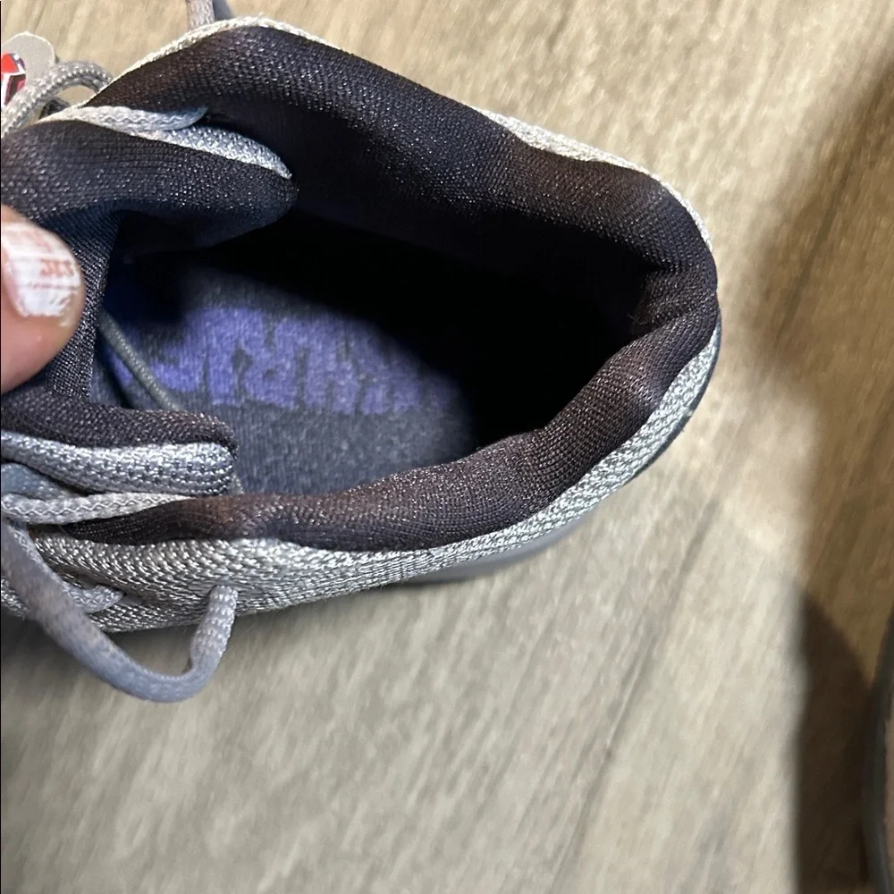 Nike Kids Gray Sneakers with Purple and Multicolor Highlights
